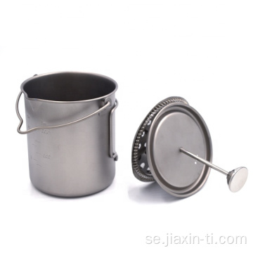 Titanium French Press Kaffebryggare Camping Mugg Pot